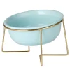 Nordic creative home ceramic pet bowls and food bowls with metal frames that are disassemblable and easy to clean Item Picture